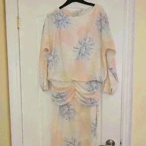 Edie johne 80s floral pink and blue  dress size small